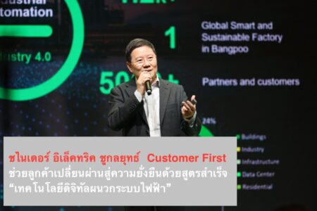 ชไนเดอร์ อิเล็คทริค ชูกลยุทธ์ Customer First เร่งช่วยลูกค้าเปลี่ยนผ่านสู่ความยั่งยืน ด้วยสูตรสำเร็จ “เทคโนโลยีดิจิทัลผนวกระบบไฟฟ้า”