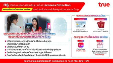 ปิดทางซิมผี!  ทรู พร้อมมาก….เปิดระบบลงทะเบียนซิมแบบใหม่ Liveness Detection  ครบทุกช่องทางทั้งออนไลน์ ออฟไลน์ ยกระดับความปลอดภัยขั้นสุด