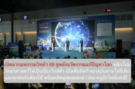 เปิดฉากมหกรรมวิทย์ฯ 69 ชูพลังนวัตกรรมแก้ปัญหาโลก พลิกโฉมวิทยาศาสตร์ให้เป็นเรื่องใกล้ตัว เปิดพื้นที่สร้างแรงบันดาลใจที่เด็กและทุกคนจับต้องได้ พร้อมเชิดชูสุดยอดเยาวชน-ครูนักวิทย์แห่งปี
